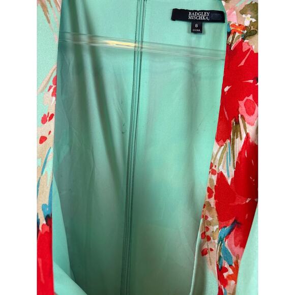 Badgley Mischka Red and Blue Floral Midi Dress - Picture 6 of 8